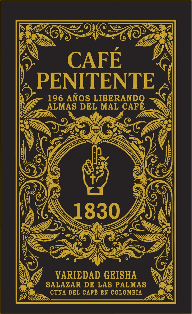 Etiqueta de Café Penitente variedad Geisha
